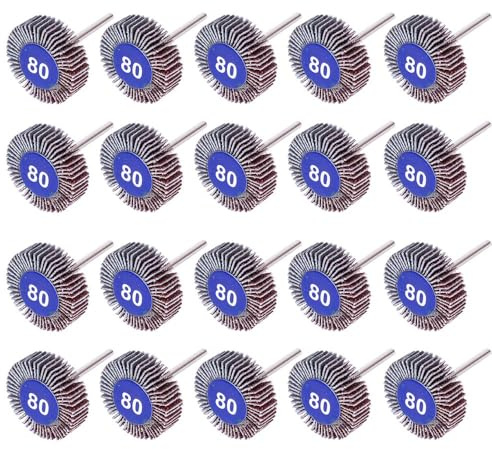 Xygobla 30-Pack Professional 80 Grit Flap Wheel Sander Set | 1/8 (3mm) Shank for Drill, Grinder & Rotary Tool | For Grinding, Polishing, Rust & Burr Removal