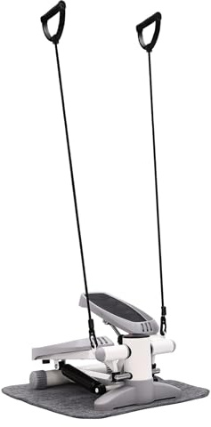 Mini Stepper für Zuhause 2 in 1 Up-Down Stair Stepper mit Widerstandsbändern und LED-Display Trainingsgerät bis 150kg Intensität einstellbar Fitnessgeräte Heimtraining für Beine und Arme