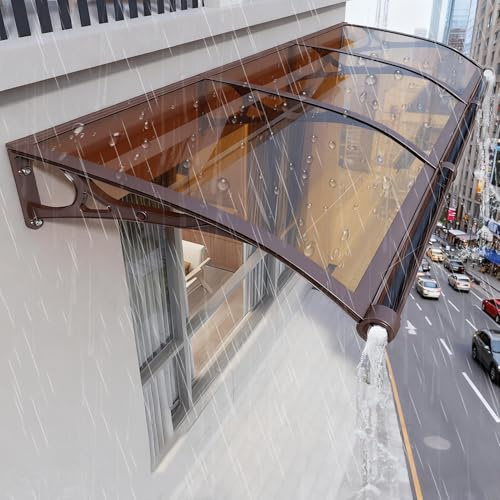 Marquesina Puerta Exterior con Fregadero Ampliado, Tejadillo de Protección Autolimpiante, Policarbonato 3mm, Aluminio, Anti-UV, Reduce Riesgo Resbalones, para Entrada Principal(100×250cm)