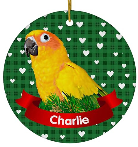 Ornement en Céramique Perroquet Conure Soleil À Thème Vert Romarin Céramique À Suspendre Embellissement Pendentifs Décoration Rétro Boule De Noëls pour Fête Arbre De Noël Maison