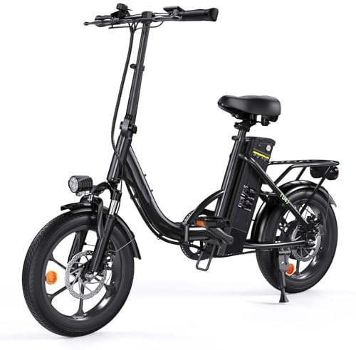 Finbike Bici Elettrica Pieghevole 16, Batteria 374.4WH, Autonomia di 56-60 KM, Motore 250W, E-Bike per Adulti e Adolescente, Carico 120kg, 3 Modalità 10/15/25KM/H