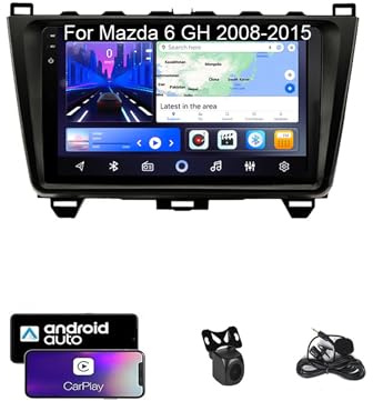 Radio De Coche Android 15 para Mazda 6 GH 2008-2015, Pantalla Táctil De 9 Pulgadas con Cámara De Retroceso, CANbus/DSP/Wireless CarPlay/Android Auto/Bluetooth/26UIs/AHD(H400)