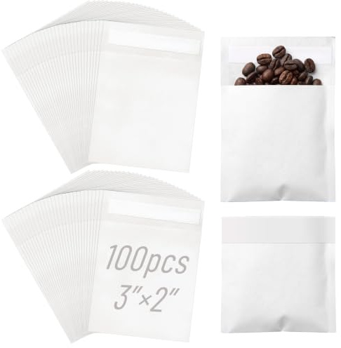 Tenare 100 Stück 55 x 80 mm Pergamin Beutel Abziehen Wiederverschließbare Briefumschläge Kleine Konfetti Papierbeutel Klappe Öffnen Wachs Schmelzen Verpacken Hochzeit Mitgebsel(Weiß)