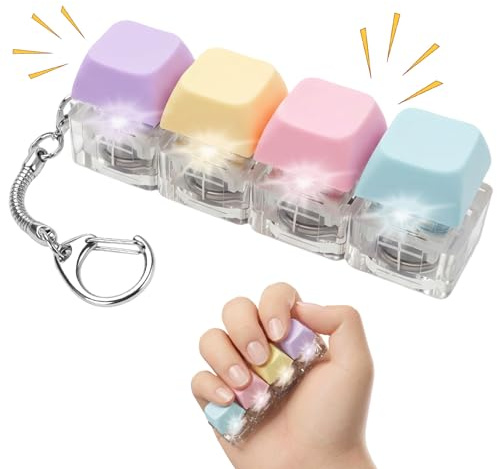 Juguete Teclado Fidget, Llavero de Teclado de 4 Colores, Teclado Antiestrés con Luz, Regalo para Niños, Niñas, Llavero Antiestrés, Estudiantes y Adultos, Juguetes Antiestrés para Pasar el Rat