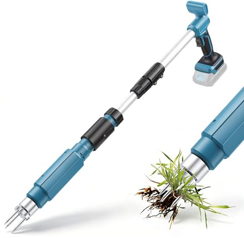 YedZen Unkrautstecher Elektrischer für Makita 18V, 30-38 Zoll Teleskop Löwenzahnstecher mit 3 Kiefer, Unkraut Entferner Gerät für Effizienten Entfernen Rasen, Löwenzahn Gartenwerkzeug(ohne Akku)