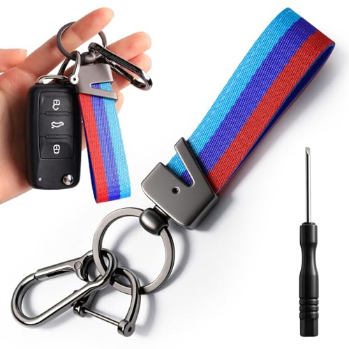 Lederer Autoschlüsselanhänger,Hochwertiger Auto Schlüsselanhänger mit Metall-Emblem,Lederer Schlüsselanhänger Schlüsselband Ersatz für BMW E60/F30/G01 & mehr,Robuster Autoschlüsselbund
