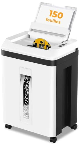 150 Hojas Trituradora de Papel con Alimentación Automática, 40 min Continuo, Nivel P-5, Destructora Eléctrica, Papelera 22L, para Oficina/Casa/Industrial/Hogar