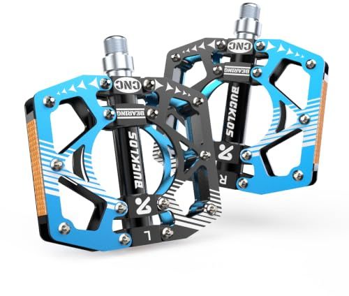 AEYINO Aluminium MTB Plattform Pedale - 9/16 CNC | CNC Aluminium, Anti-Rutsch Pins, gedichtete Lager, Sicherheits-Reflektoren, 9/16 Universalachse für MTB, E-Bike & Rennrad