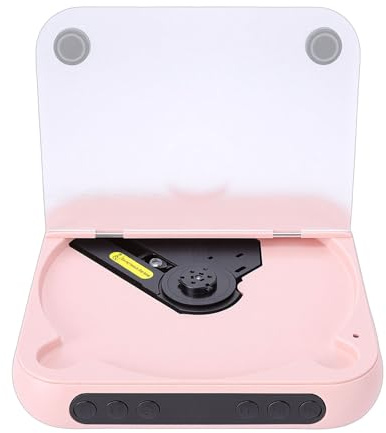 LICAEVEY Portable CD Player with Dual Stereo Speakers, Bluetooth 5.3 Rechargeable Headphones LCD for Home Car Outdoor Support CD AUX USB Input Loop Playback (Pink)