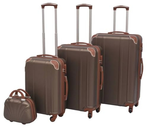 vidaXL Kofferset 4-TLG. Kaffeebraun Hartschalenkoffer Reisekoffer Set Trolley