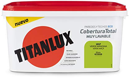 Titanlux Titan Pintura Plástica Covertura Total 4L Gama de Colores (1017 Verde Manzana)
