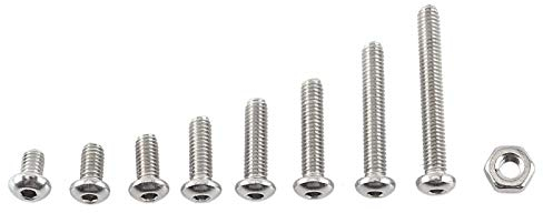 Akozon M2.5 Schrauben Sortiment Set 300pcs M2.5 * 4/5/6/8/10/12/16/20 304 Edelstahl Schrauben Bolzen Kopf Kappe Knopfkopf Flacher Kopf Fräsen Cruciform Voll Gewinde Sechskantmuttern