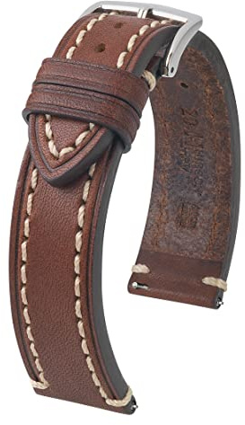 HIRSCH Herren Uhrenarmband Sattelleder Modell Liberty 18 mm Braun