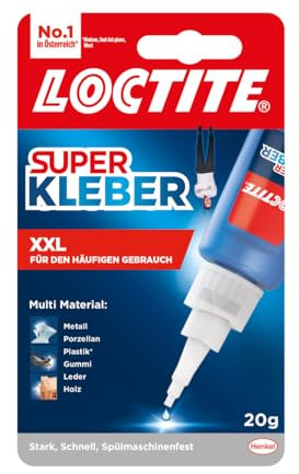 Loctite Superkleber XXL, spülmaschinenfester Sekundenkleber für viele Sofortreparaturen, schnelltrocknender & extra starker Flüssigkleber, 1x20g