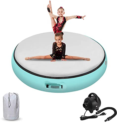 FBSPORT Airspot, 20CM Höhe Airtrack Matte, Durchmesser 100CM Aufblasbare Tumbling Matte, Trainingsmatte mit Pumpe, Aufblasbare Gymnastikmatte, Turnmatte