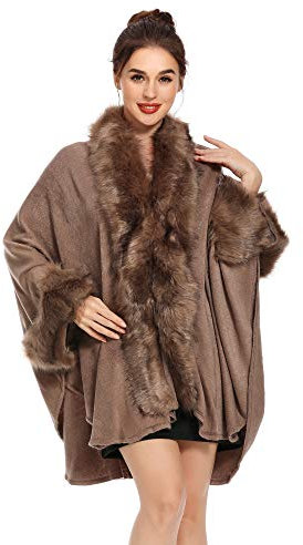 ZLYC Donna Invernale Caldo Maglia Stola Scialle in Pelliccia Sintetica