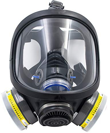 Maschera antigas riutilizzabile professionale inorganica e organica, maschera antigas a doppio filtro a carbone attivo (maschera con filtro P-E-1)