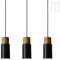 ouglres 3 Flammige Pendelleuchte Vintage Esstisch Lampe Hängend Holz Hängelampe Retro Hängeleuchte Lampenschirm Industrial Für E27 Esszimmer Kuche Wohnzimmer Restaurant Keller Untergeschoss Schwarz