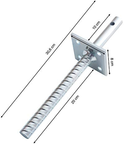 7 x Pfostenträger zum Einbetonieren 8x8 cm Platte Dorn Dolle 30,6 cm verzinkt Stahl Pfostenanker für Zaun Carport Sichtschutz