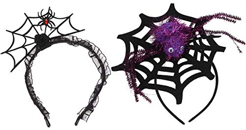 minkissy 2Pcs Halloween Stirnbänder Gothic Horror Spider Haarbänder Spider Web Hair Hoops Kopfschmuck Haar