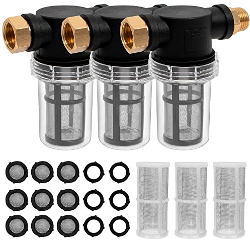 BEETRO Gartenschlauch Filter für Hochdruckreiniger Einlasswasser Sedimentfilter Aufsatz mit 100 Maschen und 40 Mesh Sieb 3 Sets