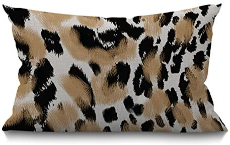 Smooffly Kissenbezug mit Leopardenmuster, Baumwolle, Leinen, für Sofa, Zuhause, dekorativ, länglich, 30,5 x 50,8 cm