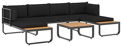 vidaXL Garten Ecksofa Set 4-TLG. mit Auflagen Gartenmöbel Sofa Lounge Gartenset Gartensofa Sitzgruppe Sitzgarnitur Garten Garnitur Aluminium WPC