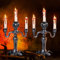 JOYIN 2 Pcs Light Up Haunted Candelabra Prop, LED Candles with 6-Hour Timer, Battery Operated Flickering Lights Candles for Halloween Home Decor Indoor Decoration Halloween Decoration