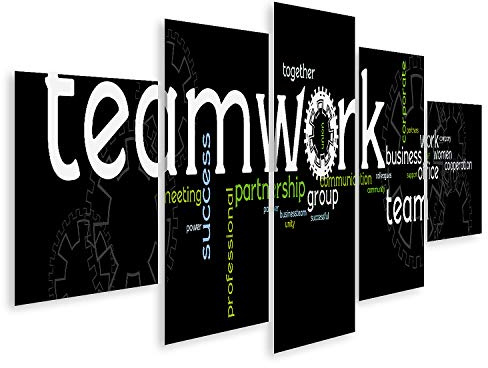 islandburner Bild auf Leinwand Business Teamwork Banner 5 Teile Wandbild Poster Kunstdruck Bilder 170x80cm