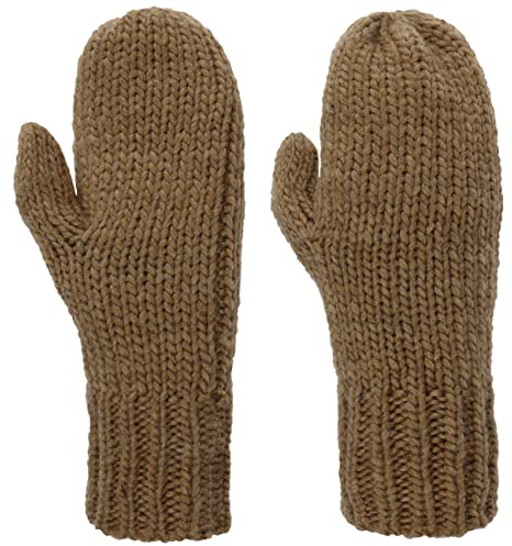 Seeberger Fäustlinge mit Fleecefutter Fausthandschuhe Damenhandschuhe Strickhandschuhe (One Size - hellbraun)