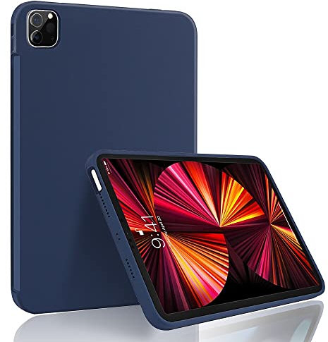 HAODEE Custodia protettiva in silicone liquido originale per iPad Mini 6 per iPad Air4 2021 Pro11 Pro12.9 Cover Case (colore: blu scuro, dimensioni: 2021 iPad 9th 10.2)