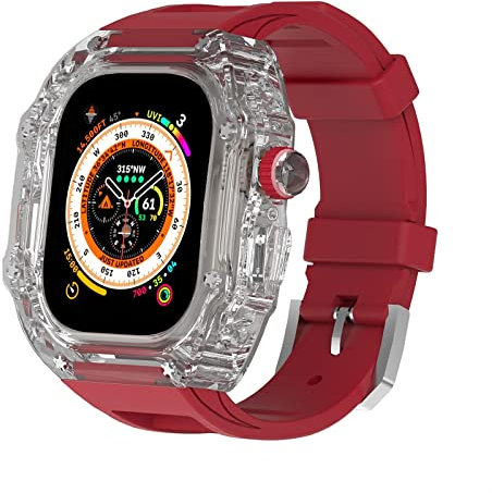 AEMALL Para Apple Watch Ultra 49mm Case Band Series 8 7 6 5 4 SE Band Bracelet Strap Watch Band MOD Kit Cubierta protectora resistente (color : K, tamaño: 44/45mm)