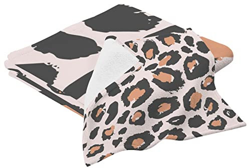 linqin Tierhaut Leoparden Baumwolle 2-teiliges Handtuch-Set Badetuch Gesichtshandtuch Weich & Saugfähig Baumwolle Handtuch für Zuhause, Camp & Wohnheim