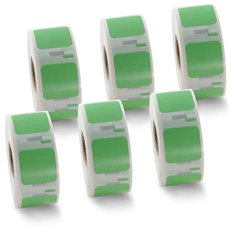 BETCKEY - 6 Rollen Grün Mehrzwecketiketten Kompatibel mit DYMO S0929120, 25mm x 25mm, 4500 Farbige Etiketten für LabelWriter 450, 4XL NICHT passend 550 oder 5XL