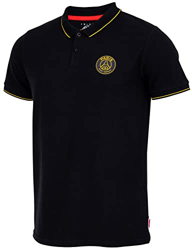 PARIS SAINT-GERMAIN Herren Polo-Shirt Schwarz Einfarbig Kurzarm Klein EU S