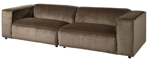 Massivmoebel24.de | Valencia Cord Sofa 3-Sitzer aus Polyester | in Taupe - 100% Polyester | 286x103x69 cm | Retro Stil | Couch Polstercouch rechteckig