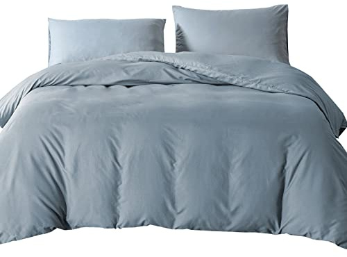 Good Nite Bettwäsche-Set für King-Size-Betten, Bettbezug mit 2 Kissenbezügen, weiche Mikrofaser, Polyester, blau-grau