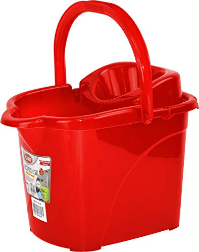 Luxury Mop Bucket 15L with Wheels Floor Cleaning (Red)