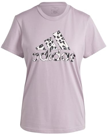 adidas Damen Animal Print Graphic Tee, preloved fig, L
