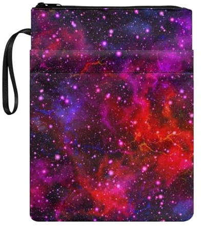 STUOARTE Kinder Jungen Mädchen Galaxy Book Sleeve mit Reißverschluss und Fronttasche, Bucheinbandschutz für Taschenbuch, Lehrbuch, 29,5 x 22,6 cm, Buchhülle für Buchliebhaber