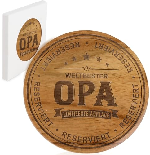 Holz Untersetzer Weltbester Opa Geschenke Geburtstag Bierdeckel Wein Bester Opa Getränkeuntersetzer Tassenuntersetzer Bier Getränke für Geburtstag Jubiläen Vatertag Weihnachten Tisch Deko