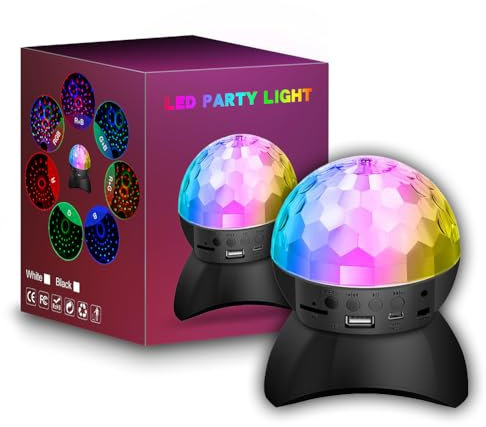 LYEAA Lámpara estroboscópica de discoteca con altavoz compatible con Bluetooth, luces de fiesta de discoteca, carga USB para DJ, fiesta de cumpleaños, decoración de club nocturno (modelo recargable