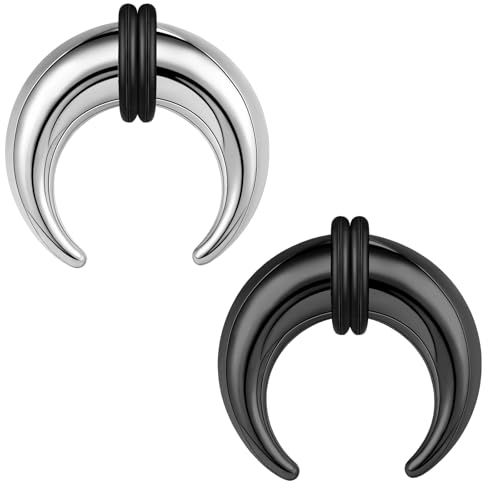 ZS 2 Stück Pincher Tapers Septumringe, 2G 4G 6G 8G 10G 14G 16G Buffalo Horseshoe Stretcher Expander Piercing Nasen Ohr Messgeräten Für Damen Herren (2g, 12mm)