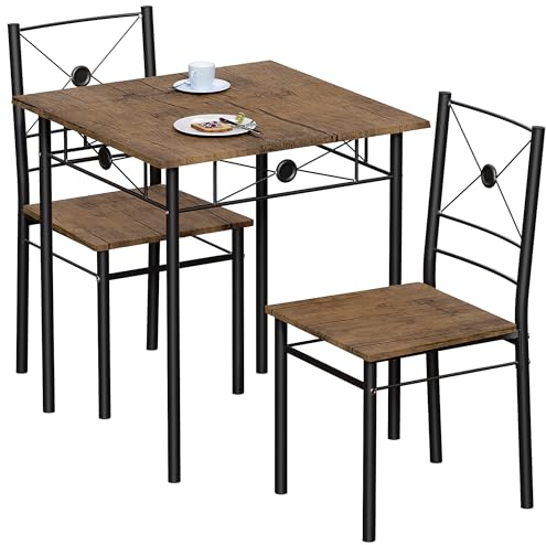 Vida Designs Roslyn Dining Table and Chair Set, Kitchen Breakfast Modern Contemporary Furniture Set (Dark Wood, 2 Seater)