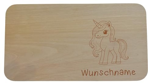 Frühstücksbrettchen Kinder I Brotzeitbrett personalisiert I Einhorn
