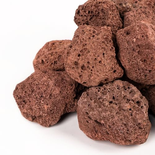 GASPRO 10 lb Large Lava Rocks, 1-3 Inch, Ideal for Outdoor Fire Pits, Indoor Fireplaces with Propane and Natural Gas, Red