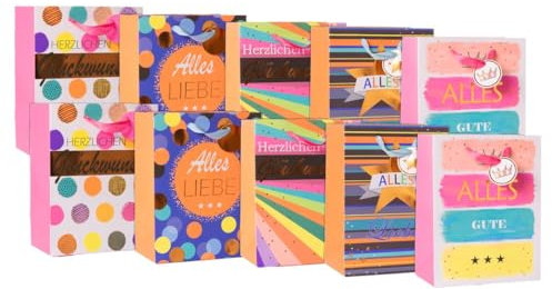 Laro Medium Geschenktüten 10-100 Stk, Anzahl:40, Muster Tüten:Geburtstag Medium