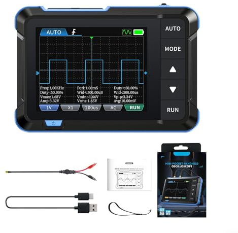 RANRAO Tragbares digitales Oszilloskop für FNIRSI DSO153 Digitaler Signalgenerator, USB-Tablet-Oszilloskop mit 7,1 cm LCD-Display, 2-in-1 Bandbreite (Standard), 26QPV5D4AH5V087ID3A2X2Z84E