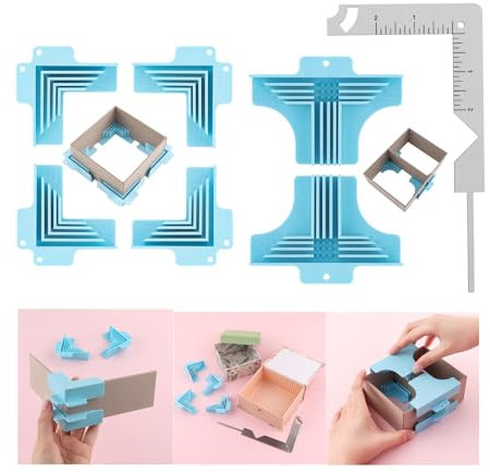 7Pack Clamps Corner Guides Cartonnage Corner Holding with Metal Bookbinding Cover Tool ,Corner/Divider Assembly, (3 mm, 2 mm, 1.5 mm, 1 mm) Wide .for Book Covers, Chipboard Boxes, Dioramas