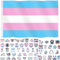 Transgender Pride-Flagge, 90 x 152 cm, Pride-Monats-Zubehör, Trans-Regenbogen-Banner, Dekorationen für Paraden, Party, mit 60 Stikern